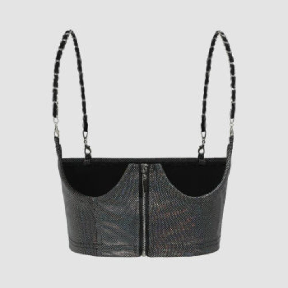 Metallic Zip Up Tank Top